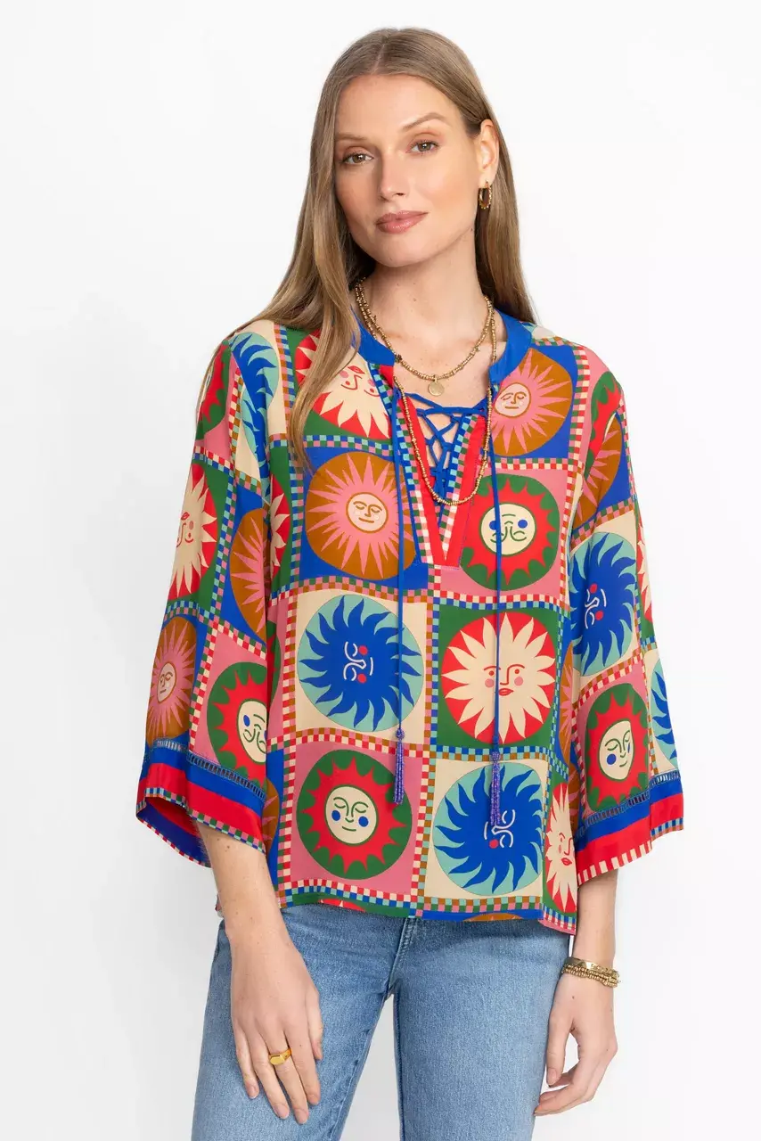 Johnny Was FRONT TIE VILLA BLOUSE Lionora