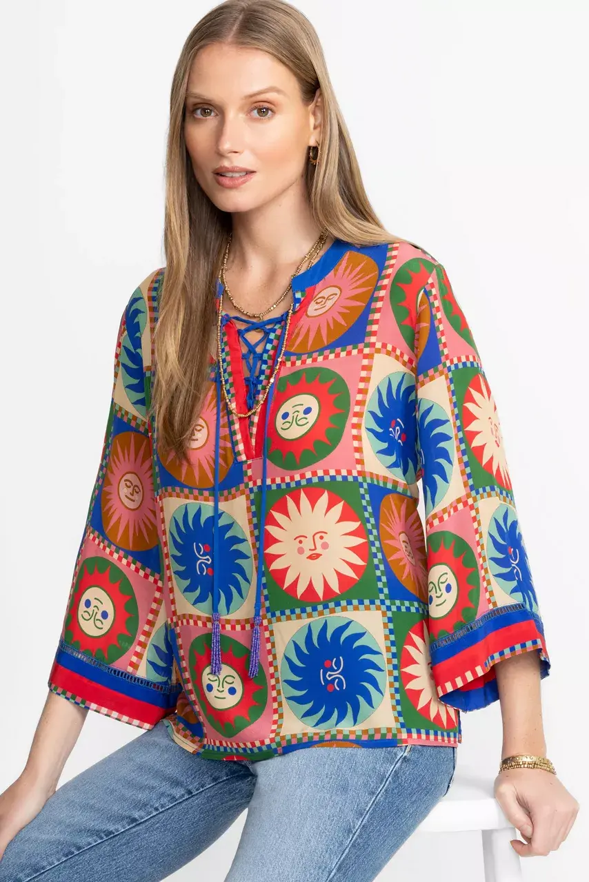 Johnny Was FRONT TIE VILLA BLOUSE Lionora