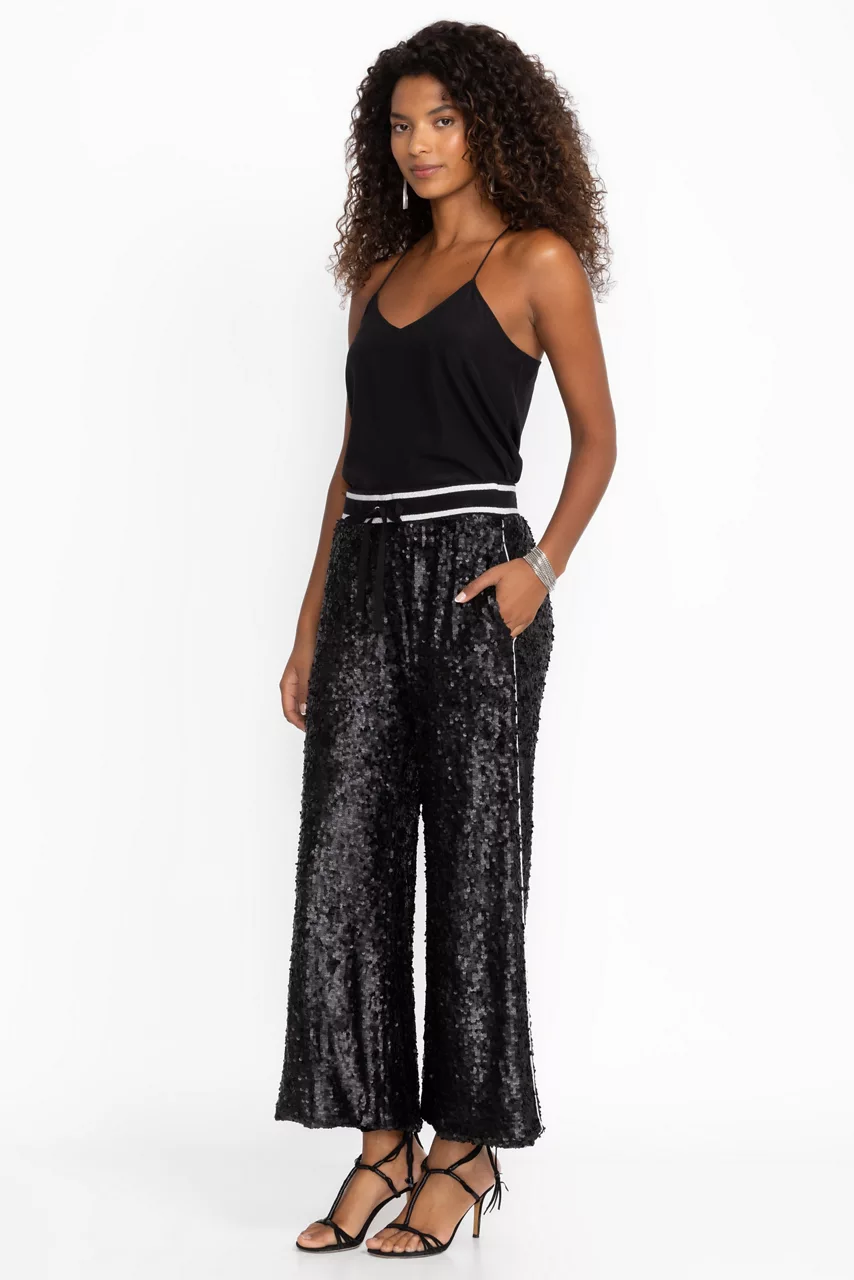 Johnny Was GABIE SEQUIN PANT Black Sequin