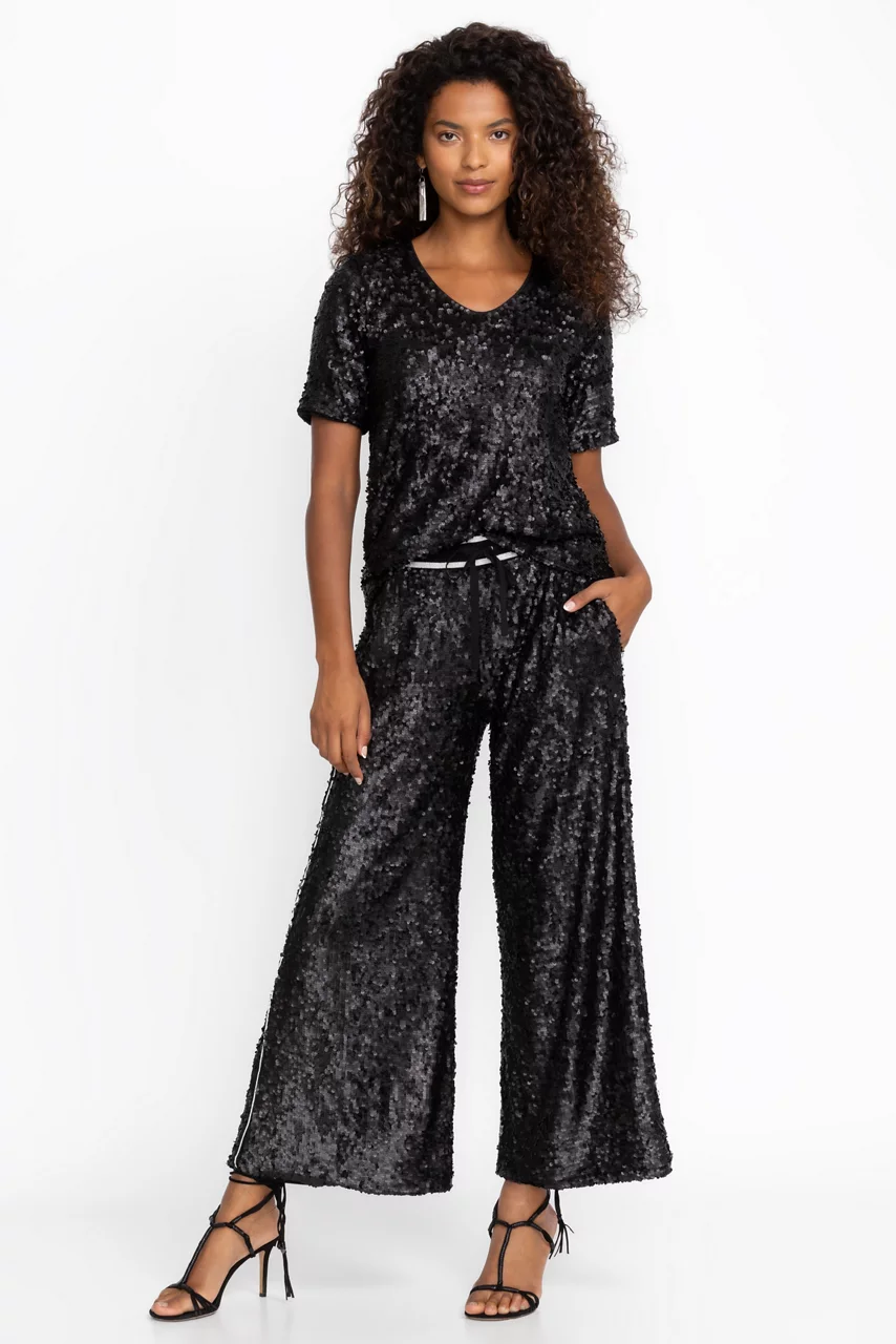 Johnny Was GABIE SEQUIN PANT Black Sequin