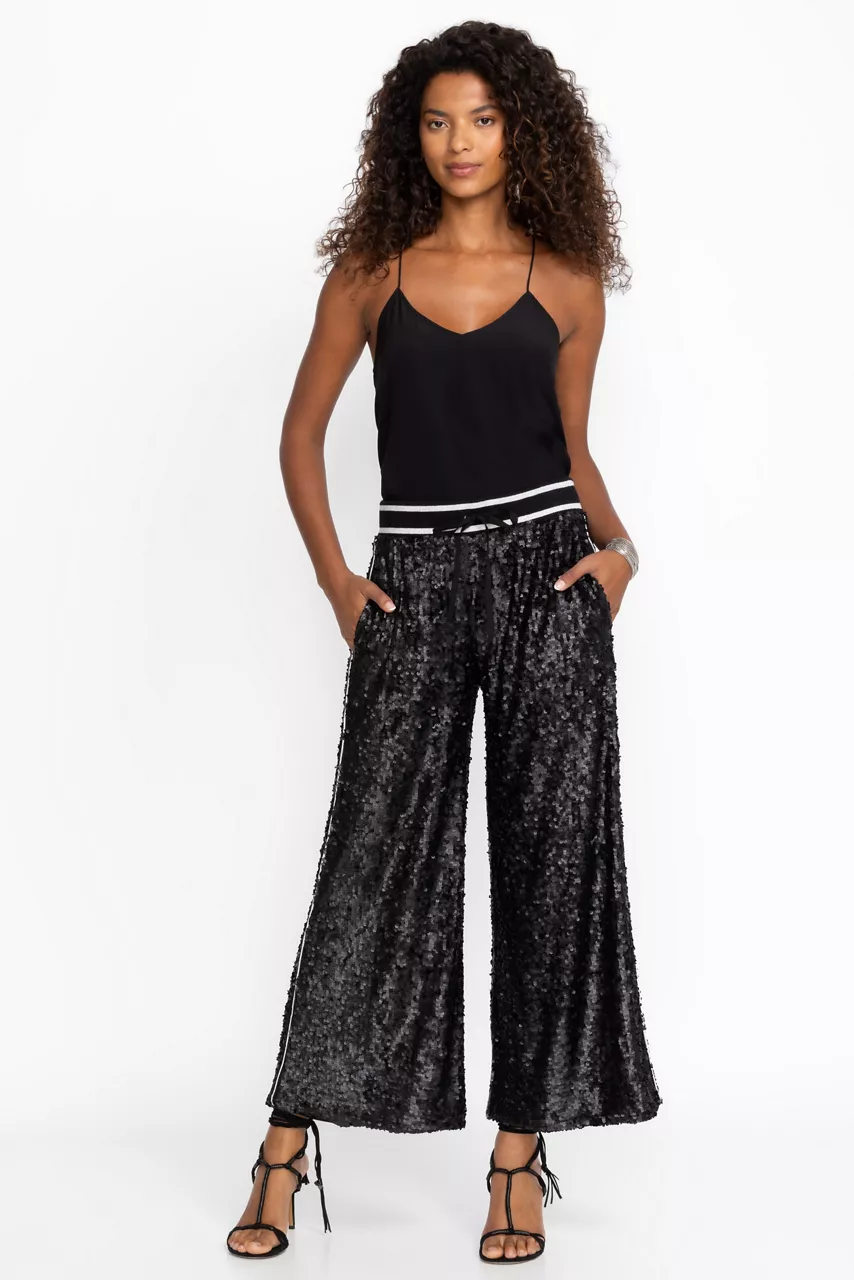 Johnny Was GABIE SEQUIN PANT Black Sequin