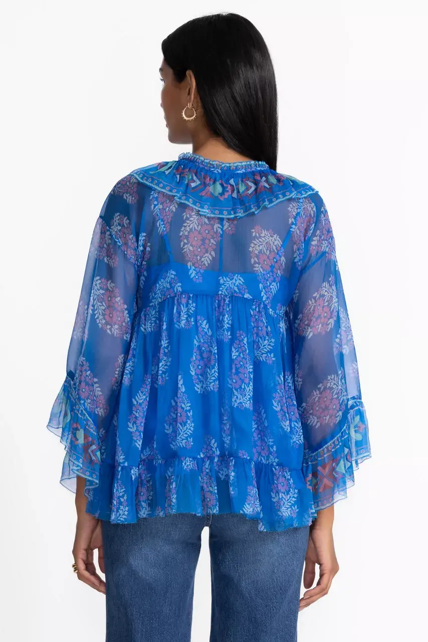 Johnny Was GAL RUFFLE TIE BLOUSE