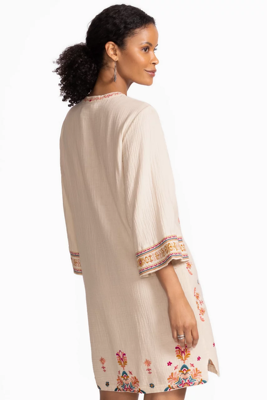 Johnny Was GAUZE TIE FRONT KIMONO DRESS Shell