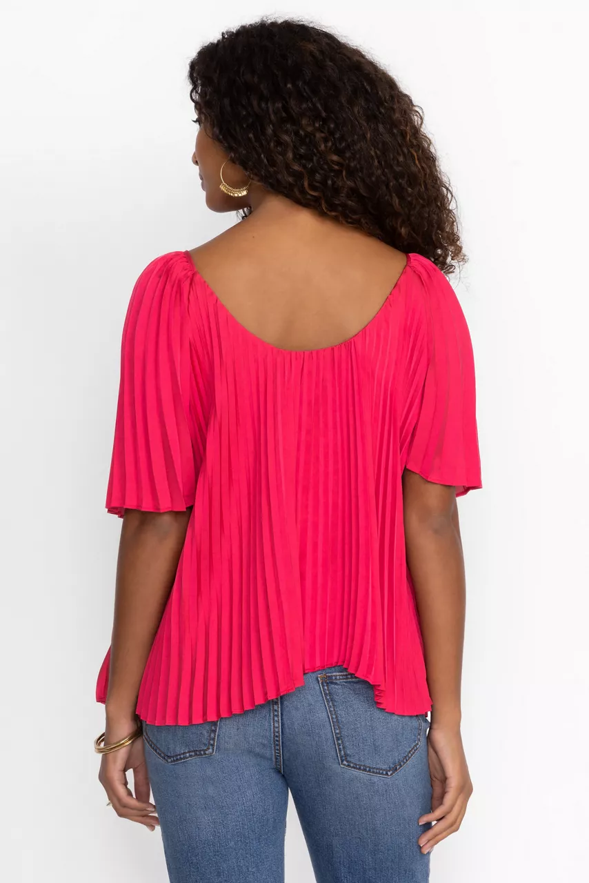 Johnny Was GEORGINNA PLEATED BLOUSE Think Pink