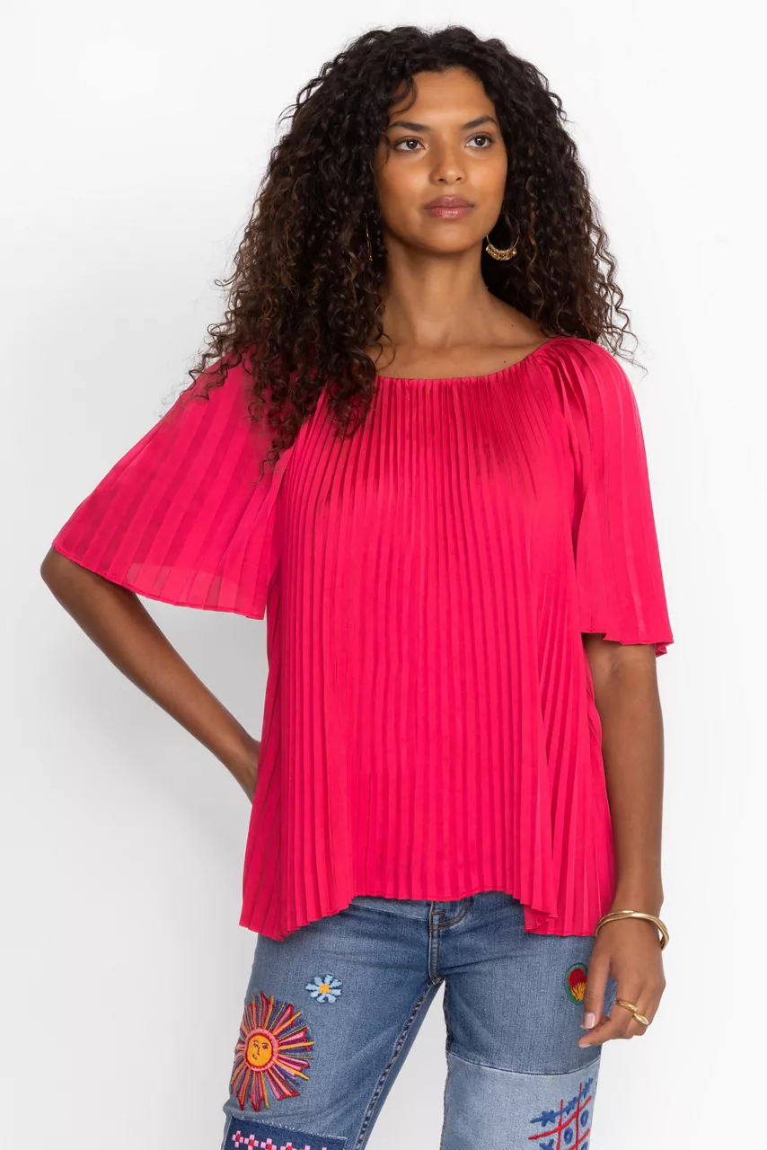 johnny was GEORGINNA PLEATED BLOUSE Think Pink