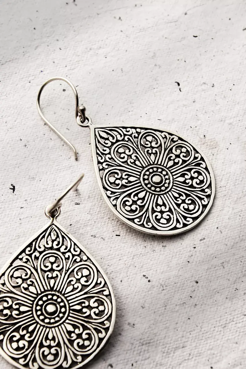 Johnny Was GLORIOUS TEARDROP EARRINGS Silver