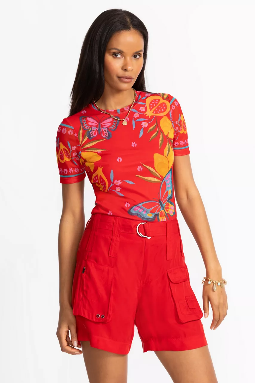 Johnny Was HAILEY CARGO SHORT Racing Red