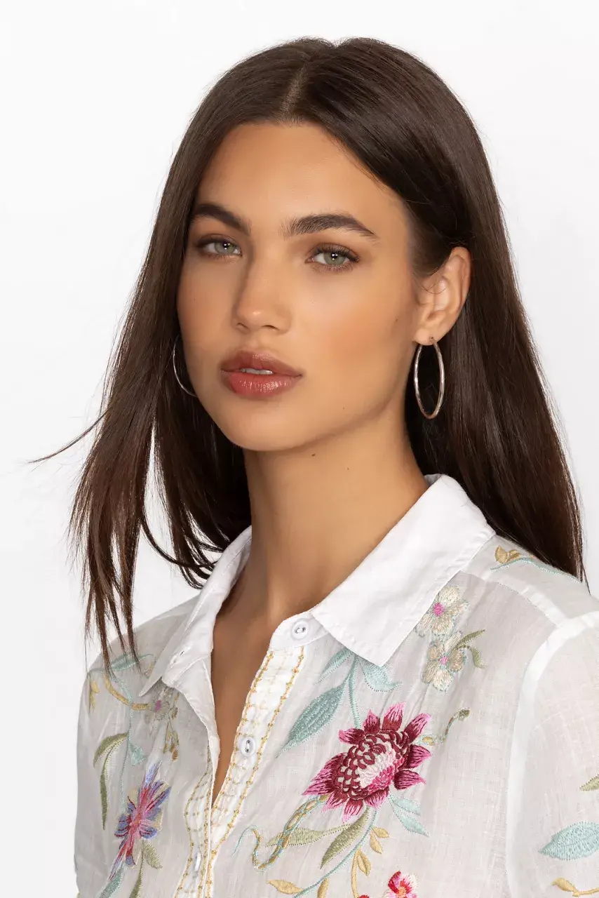 Johnny Was HAMMERED METAL HOOP EARRING Silver