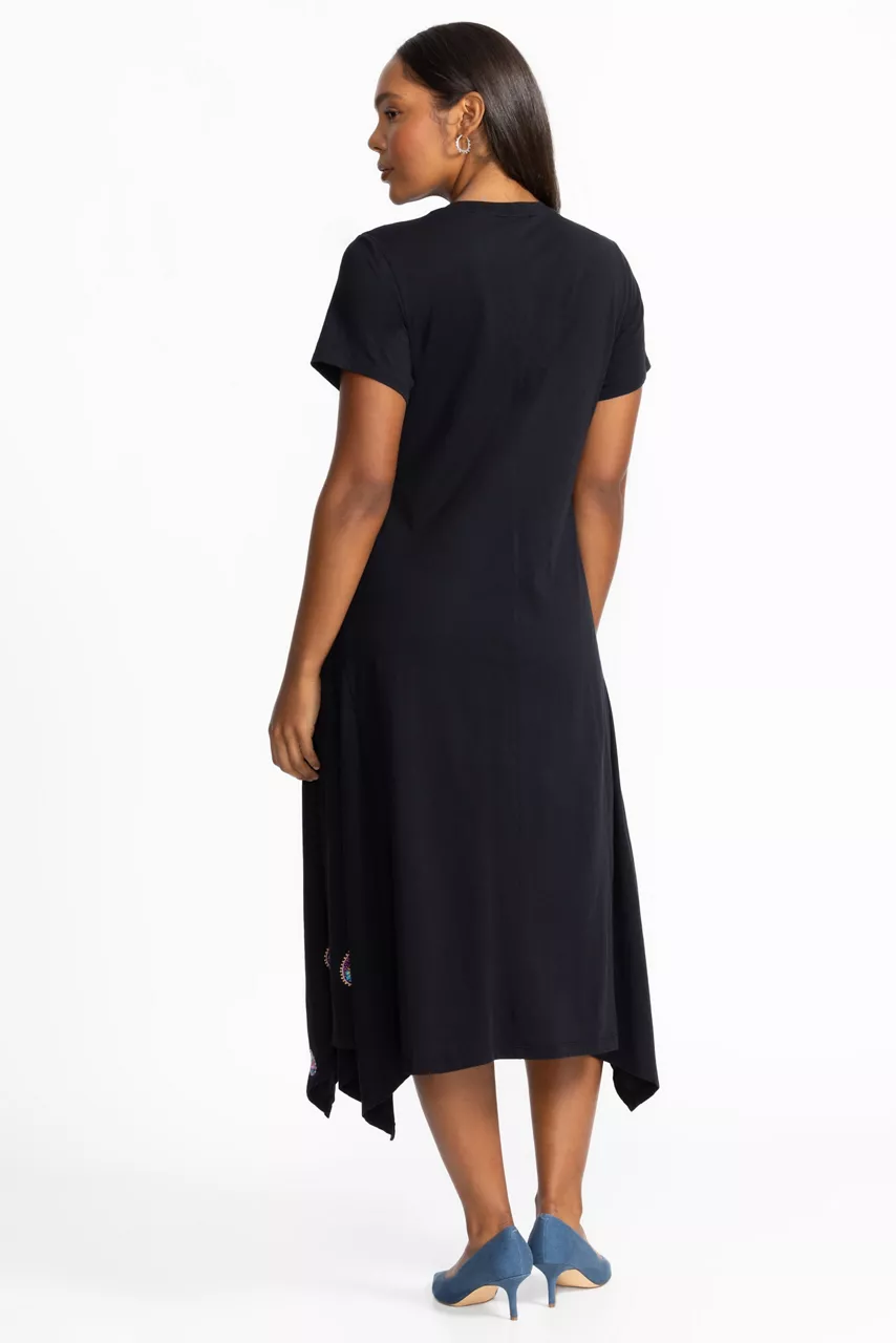 Johnny Was HANDKERCHIEF HEM KNIT DRESS Black