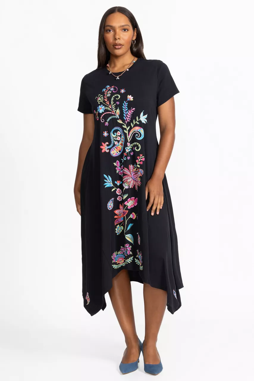 johnny was HANDKERCHIEF HEM KNIT DRESS Black