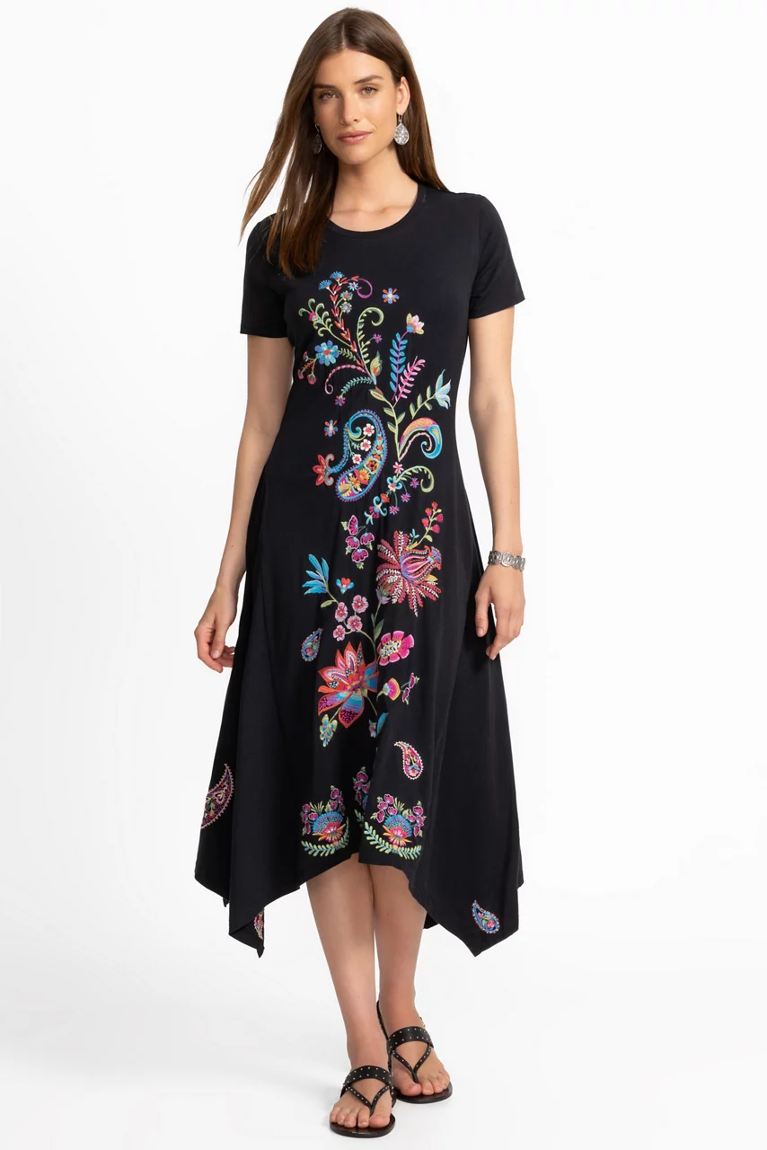 johnny was HANDKERCHIEF HEM KNIT DRESS Black