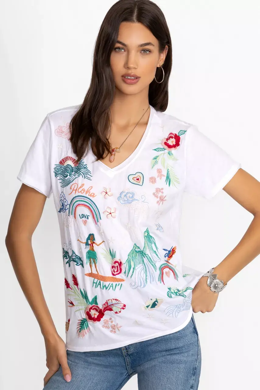 Johnny Was HAWAII EVERYDAY TEE White