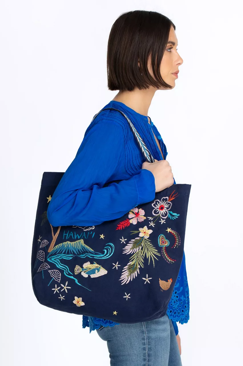 Johnny Was Hawaii Everyday Tote Navy