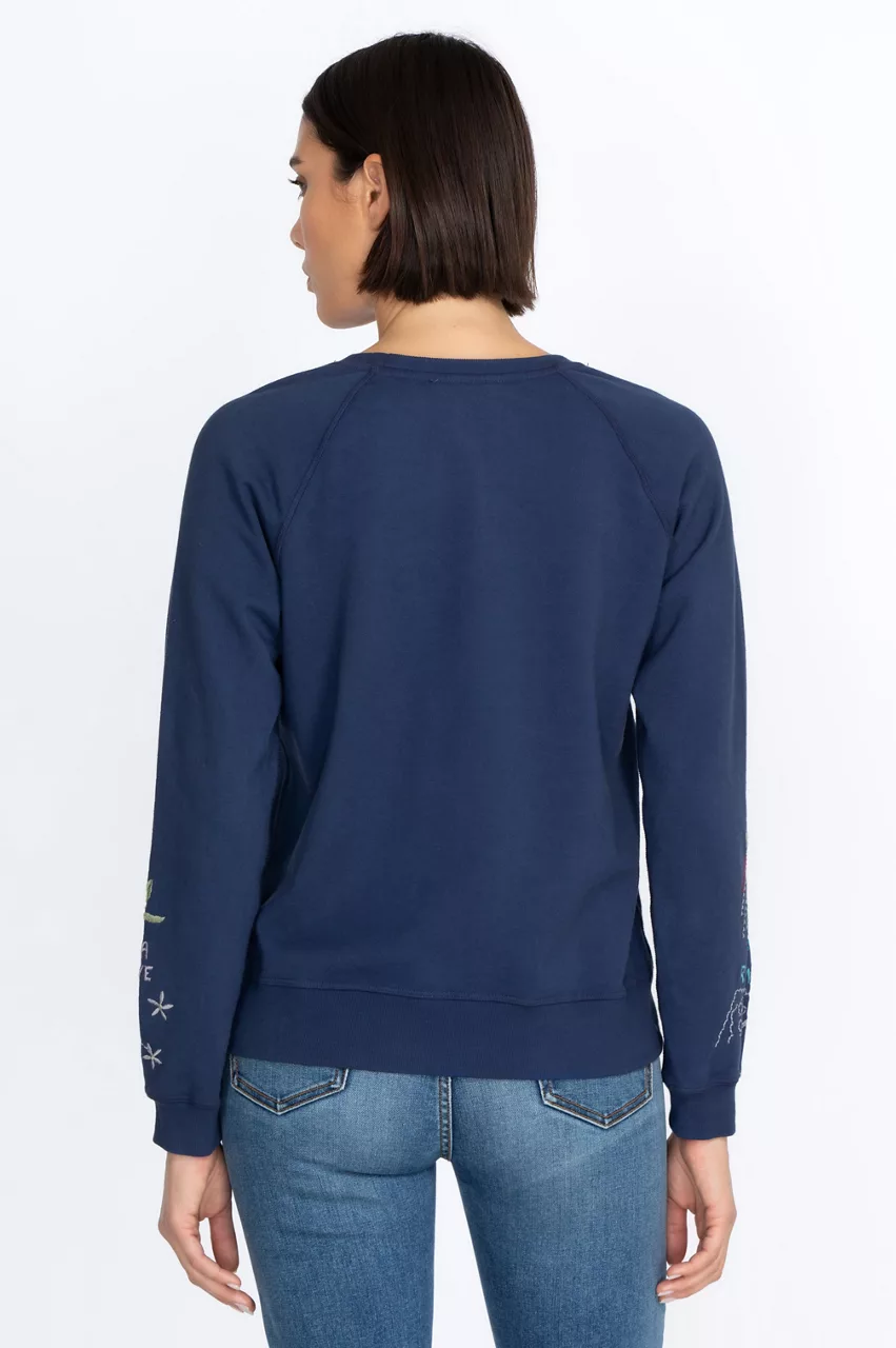 Johnny Was Hawaii Raglan Sweatshirt Navy