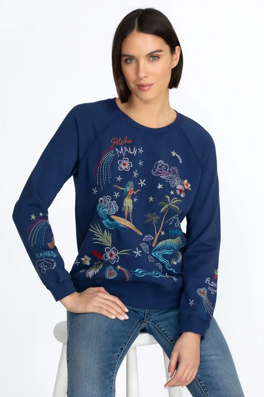 johnny was Hawaii Raglan Sweatshirt Navy