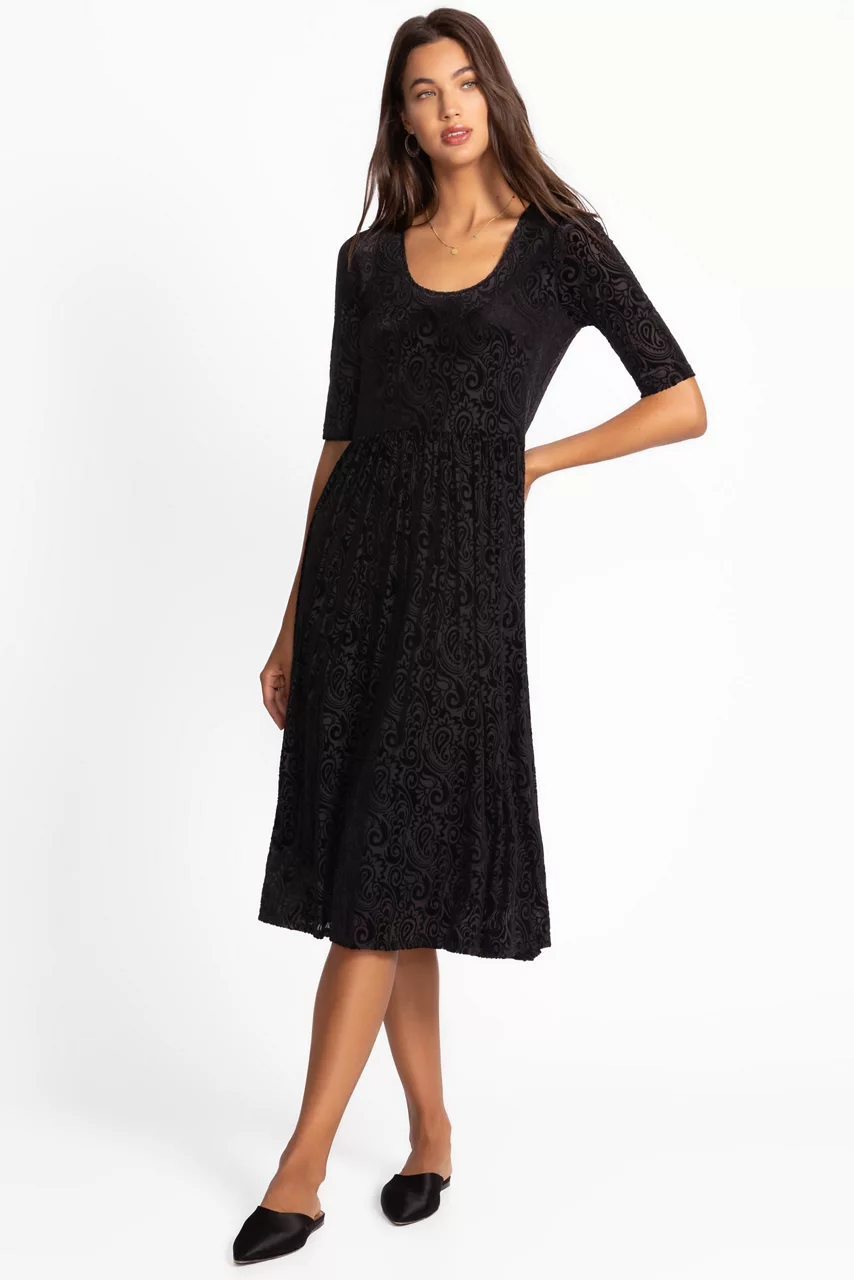 Johnny Was HELENA MIDI DRESS Black