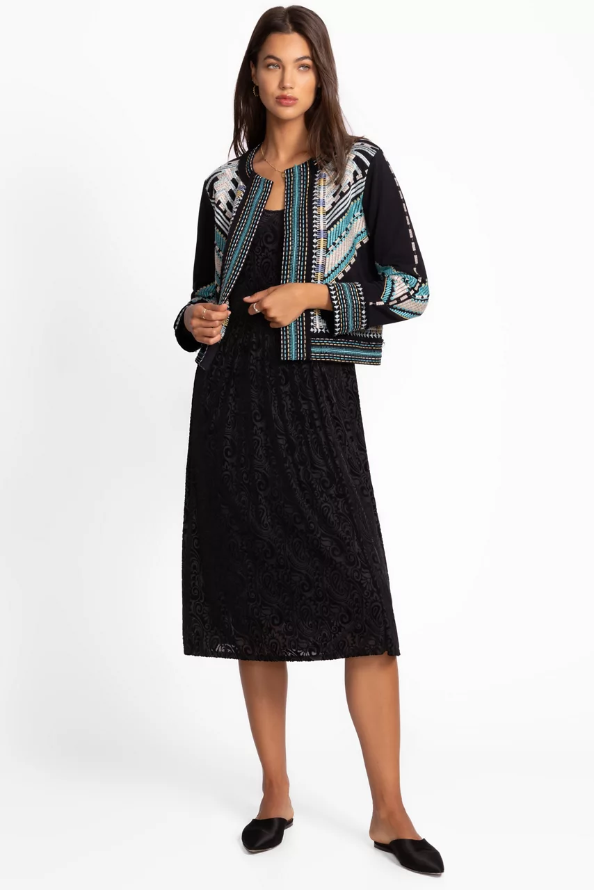 Johnny Was HELENA MIDI DRESS Black