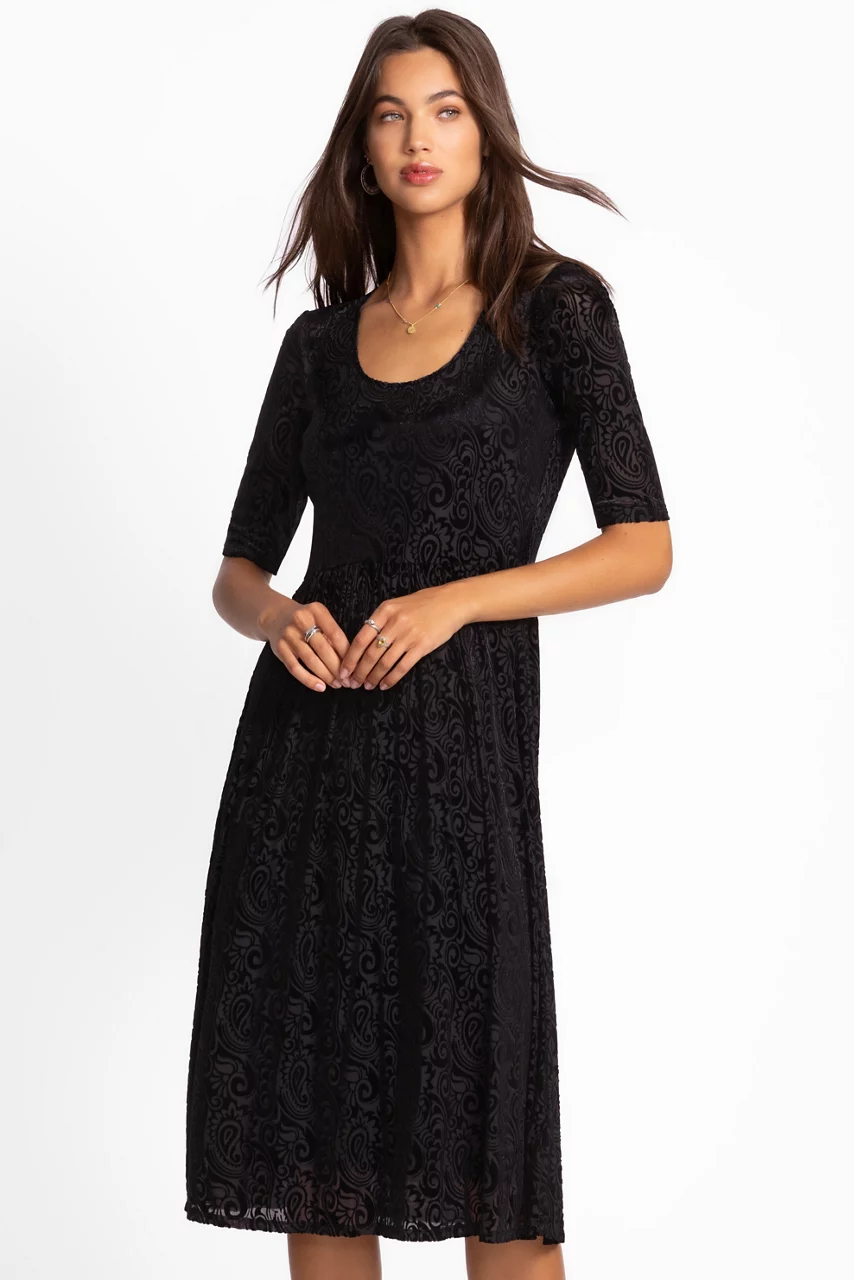 johnny was HELENA MIDI DRESS Black