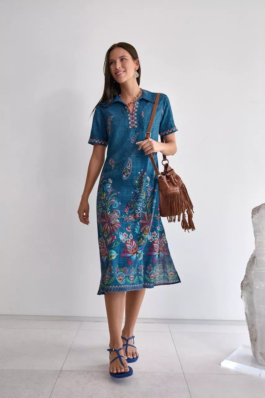 Johnny Was HENLEY COLLARED DRESS Carlie