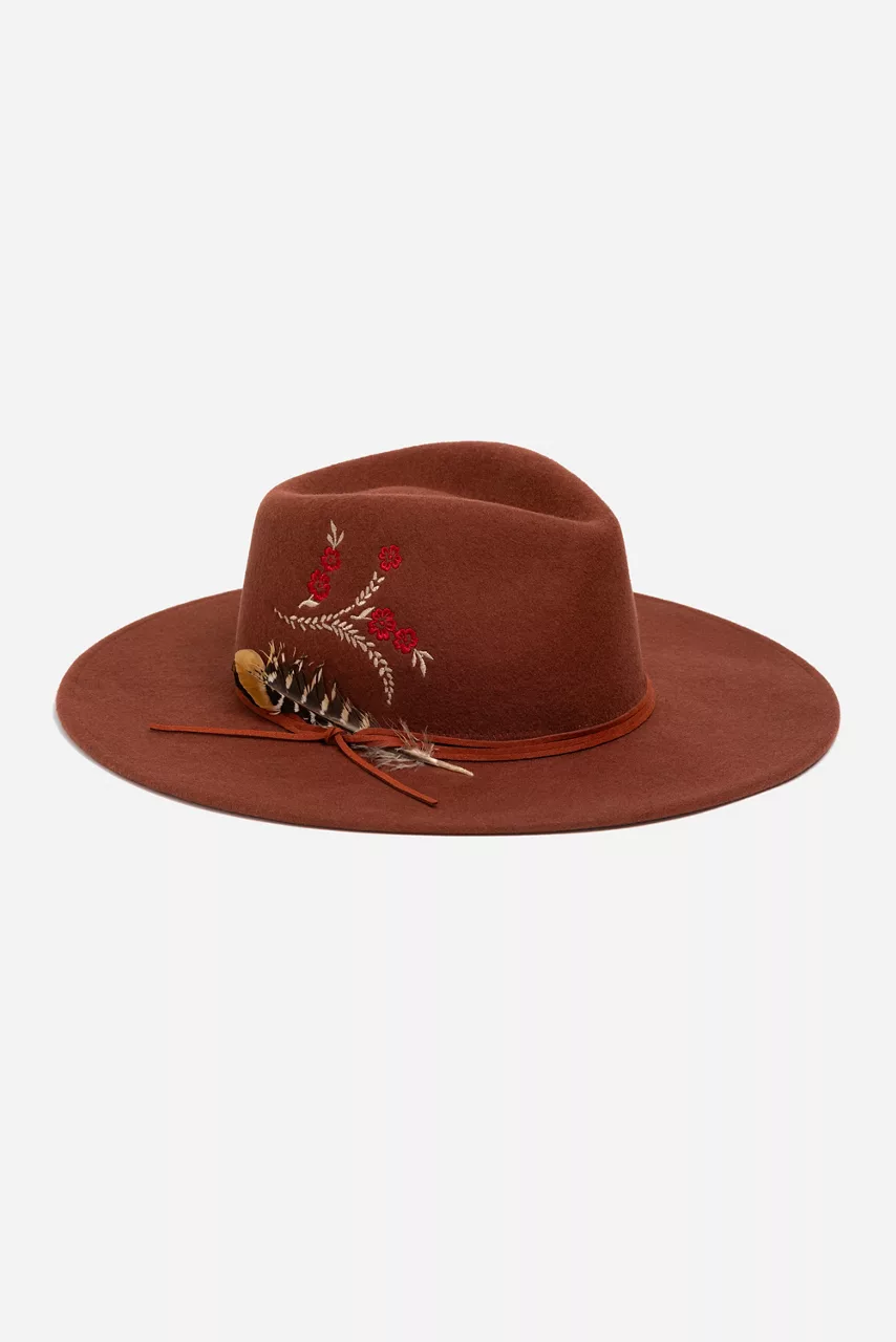 Johnny Was HUMMINGBIRD FEATHER HAT Rust