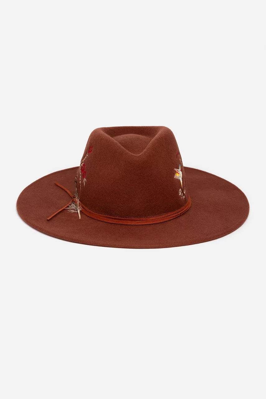 Johnny Was HUMMINGBIRD FEATHER HAT Rust