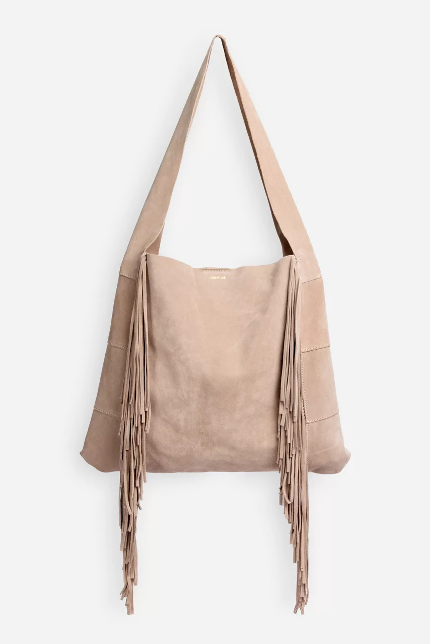 johnny was ITALIAN SUEDE FRINGE HOBO Shell