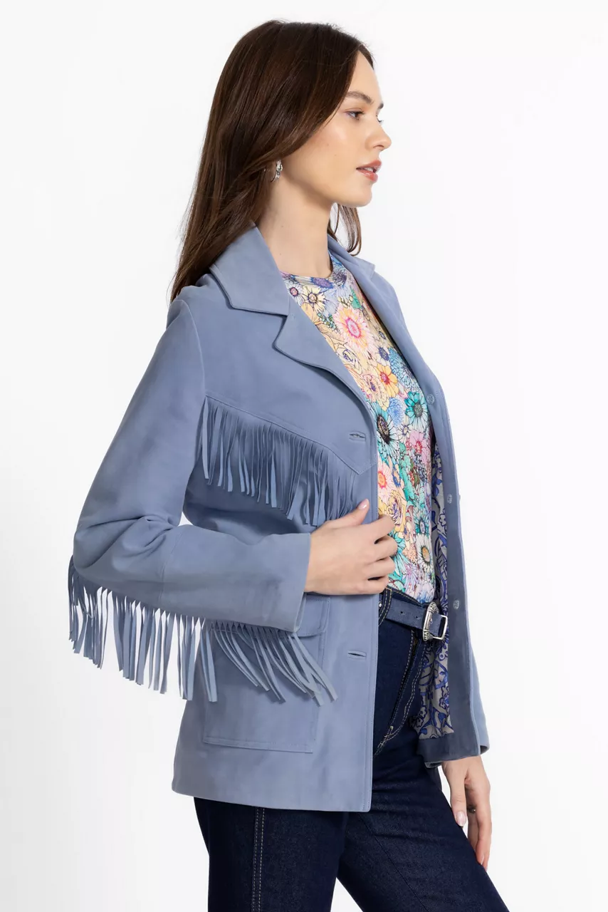 Johnny Was ITALIAN SUEDE FRINGE JACKET Sugar