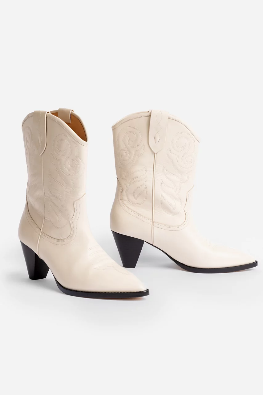 Johnny Was IVORY ANKLE COWBOY BOOT Ivory