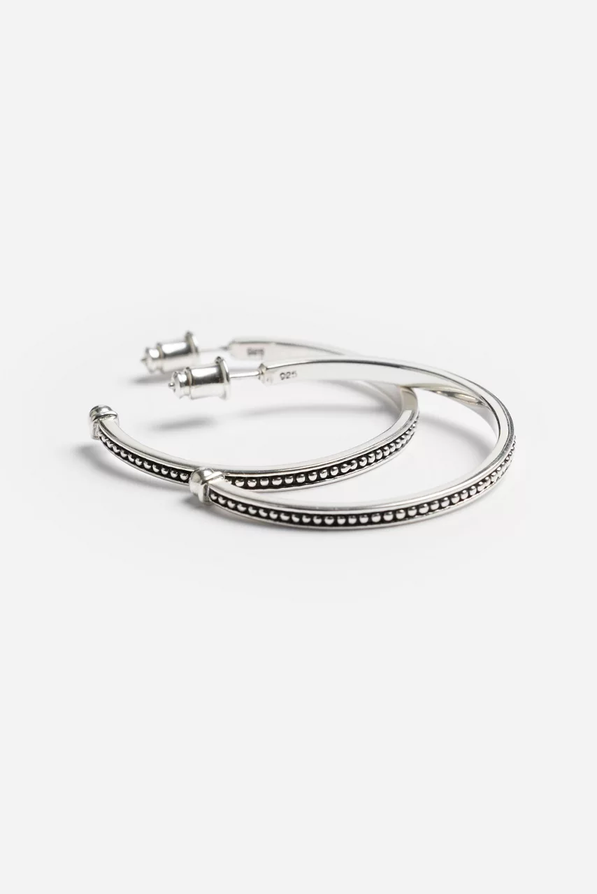 Johnny Was JAWAN CURVES HOOP EARRINGS Silver