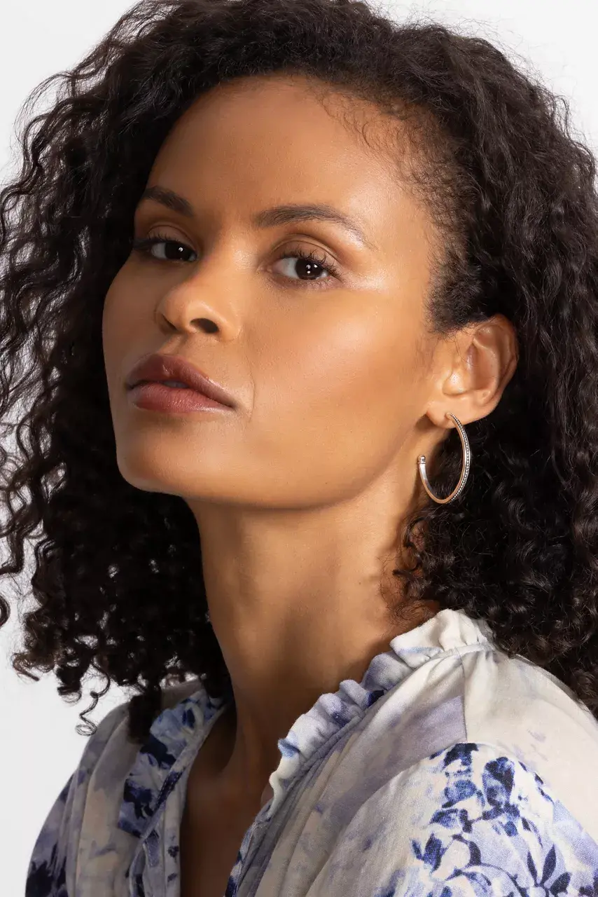 Johnny Was JAWAN CURVES HOOP EARRINGS Silver