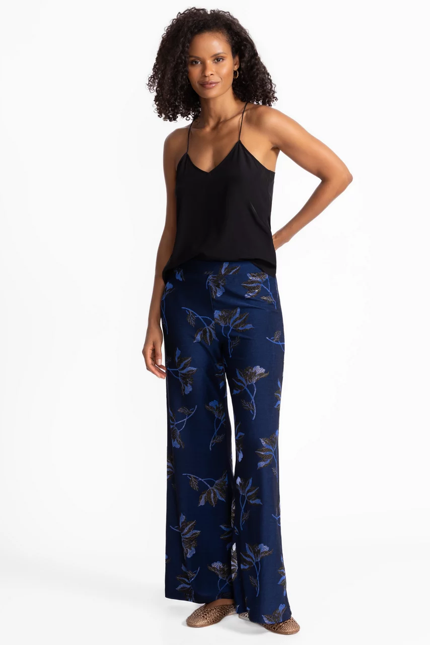 Johnny Was JENNA METALLIC EASY PANT Midnight Blue