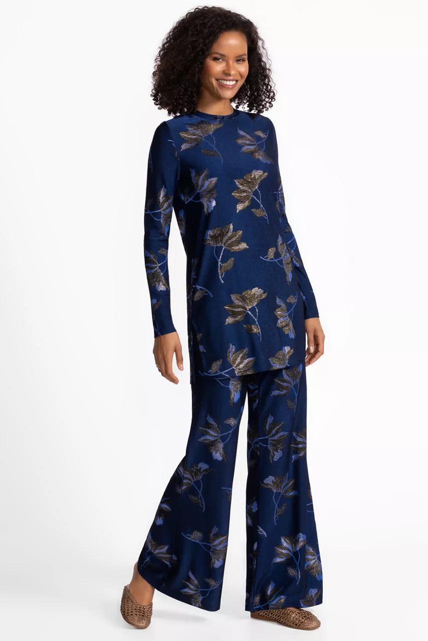 johnny was JENNA METALLIC EASY PANT Midnight Blue