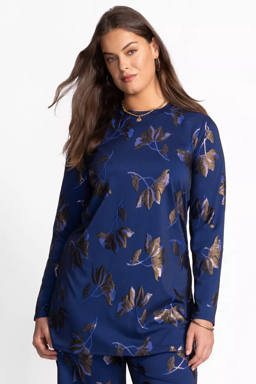 Johnny Was JENNA METALLIC TUNIC Midnight Blue