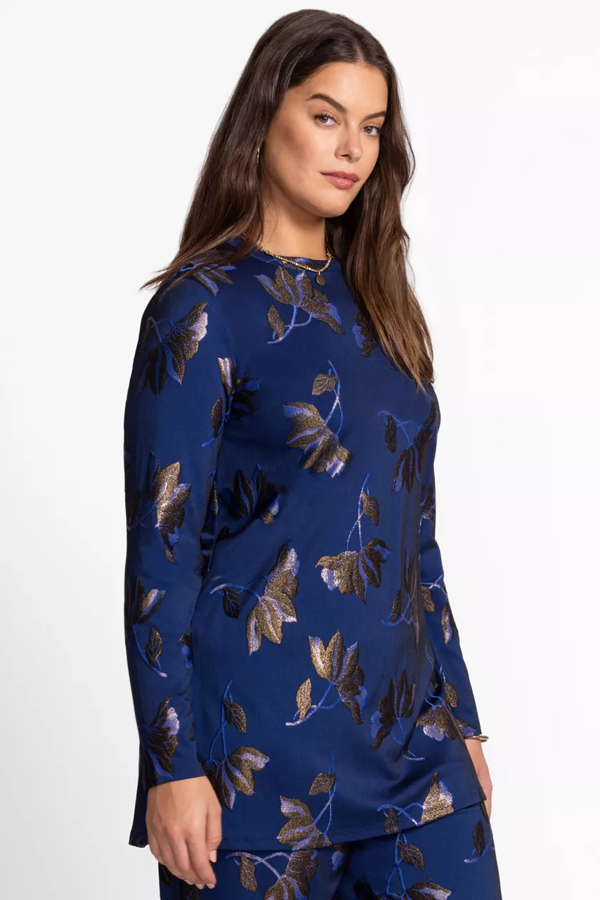 Johnny Was JENNA METALLIC TUNIC Midnight Blue