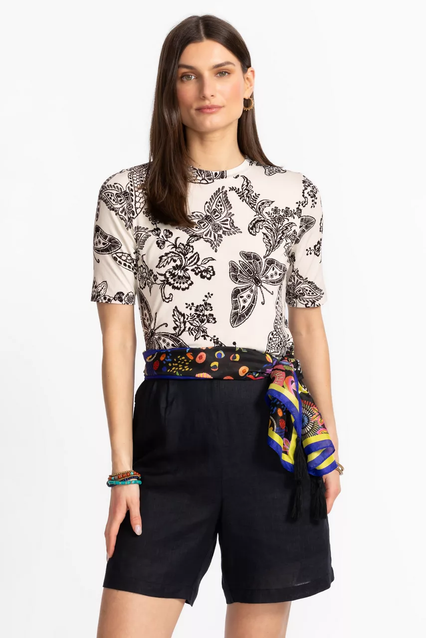 Johnny Was JENNY OBLONG SCARF Jenny Black Ground