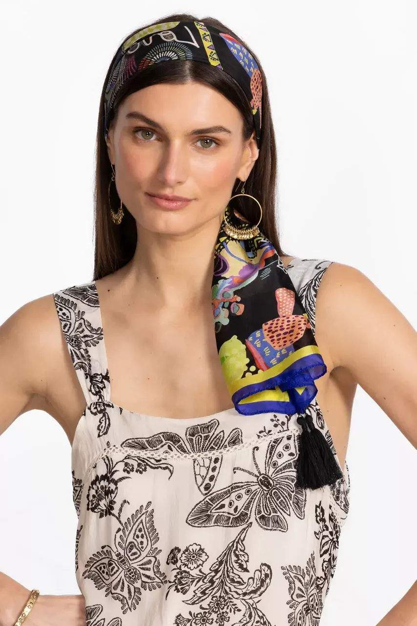 Johnny Was JENNY OBLONG SCARF Jenny Black Ground