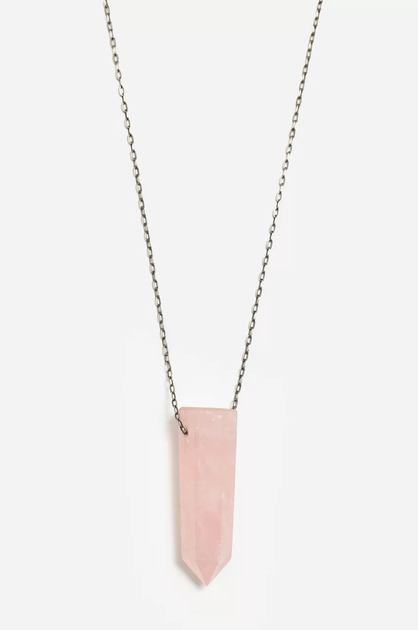 johnny was Joseph Brooks Rose Quartz Necklace Pink
