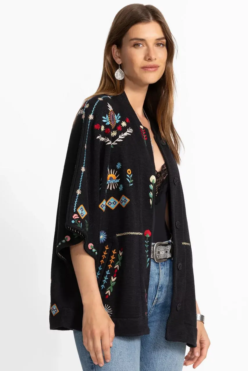 Johnny Was JOSIY PONCHO Black