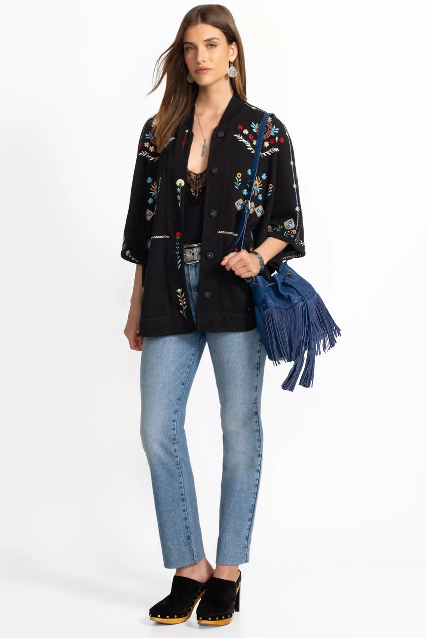 Johnny Was JOSIY PONCHO Black