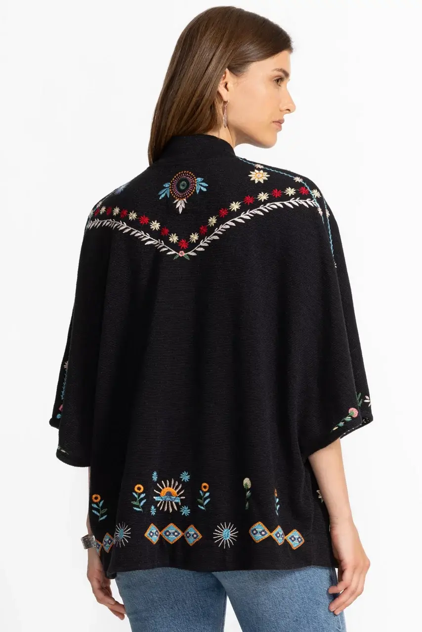 Johnny Was JOSIY PONCHO Black