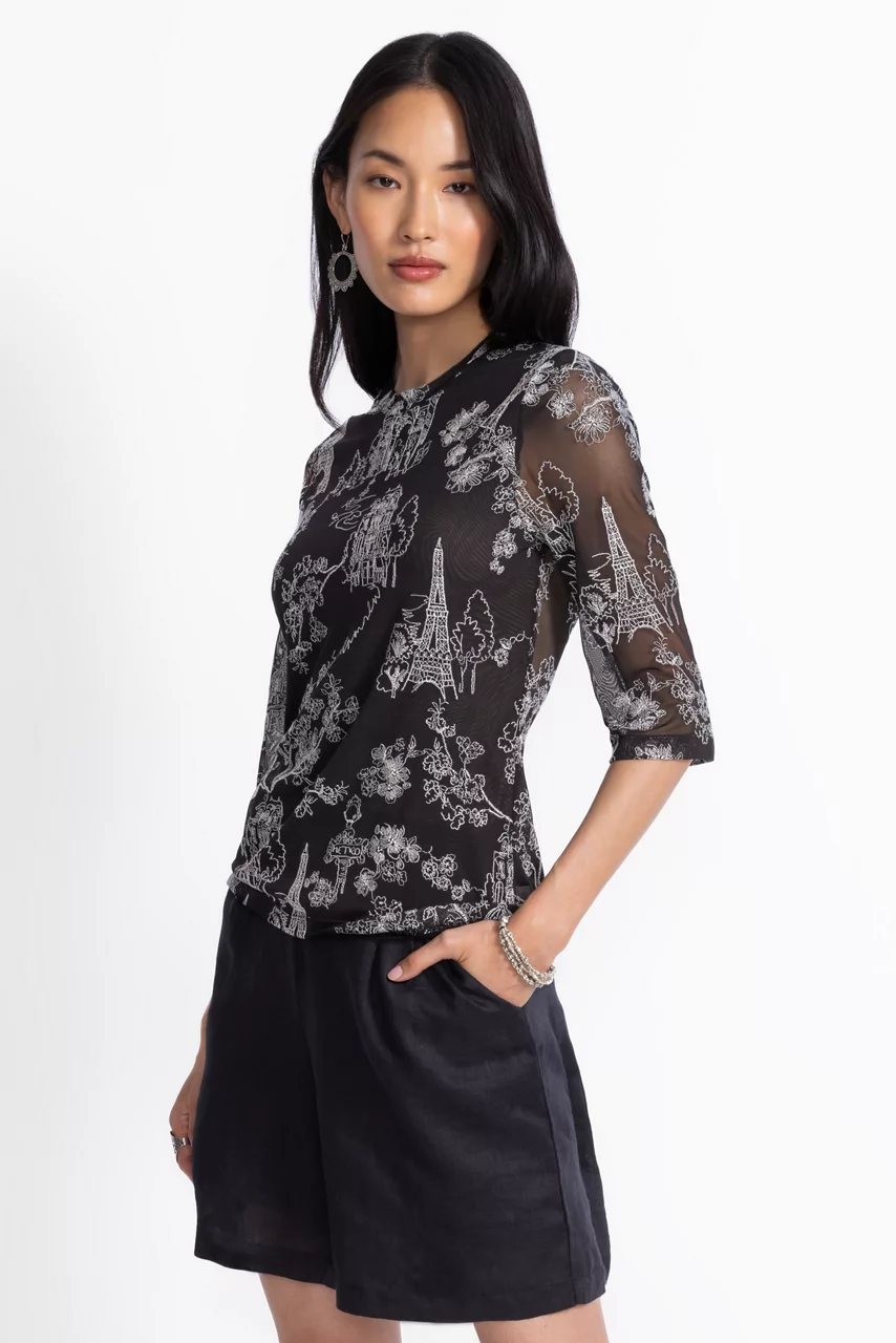 Johnny Was KAIA MESH TEE Black