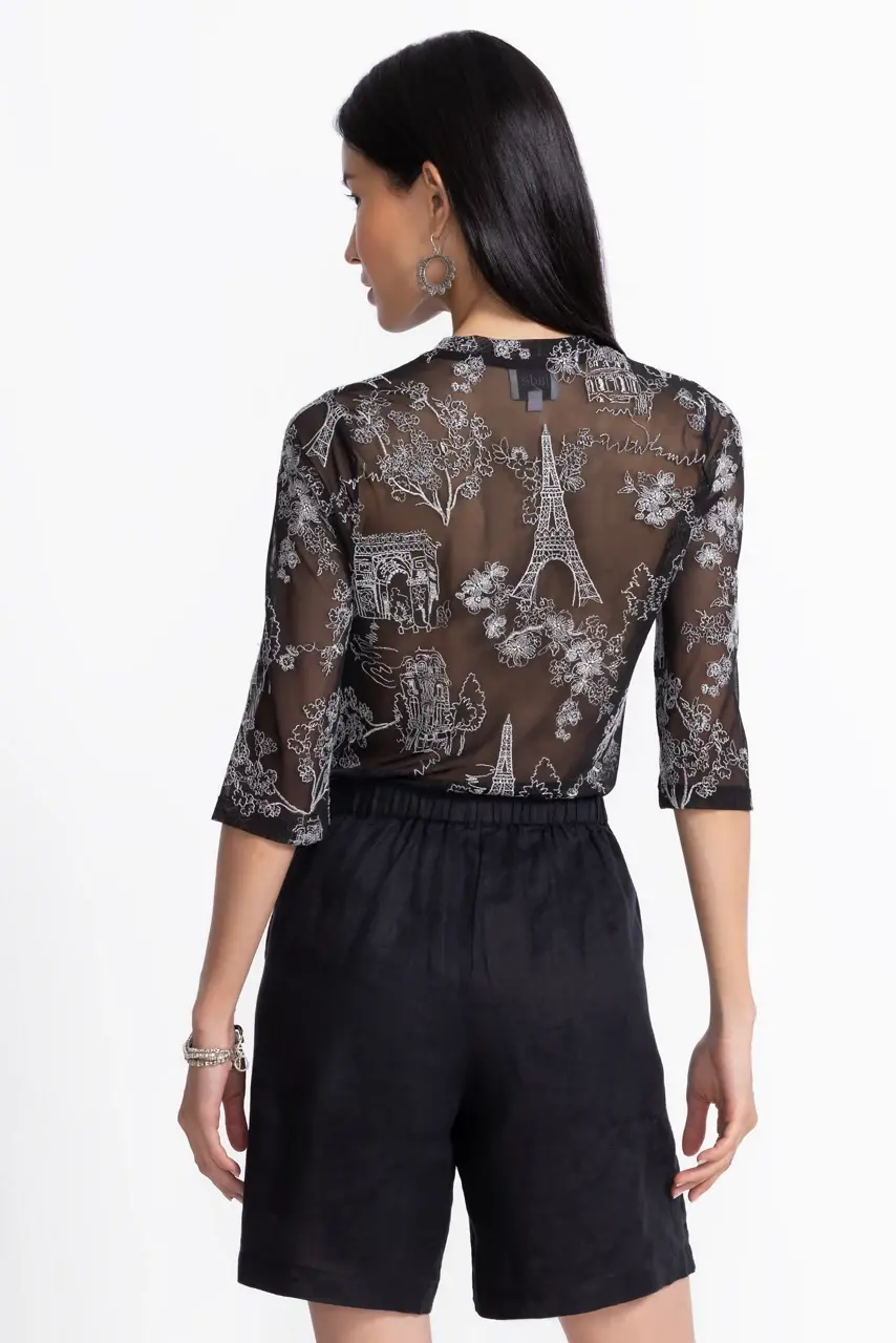 Johnny Was KAIA MESH TEE Black