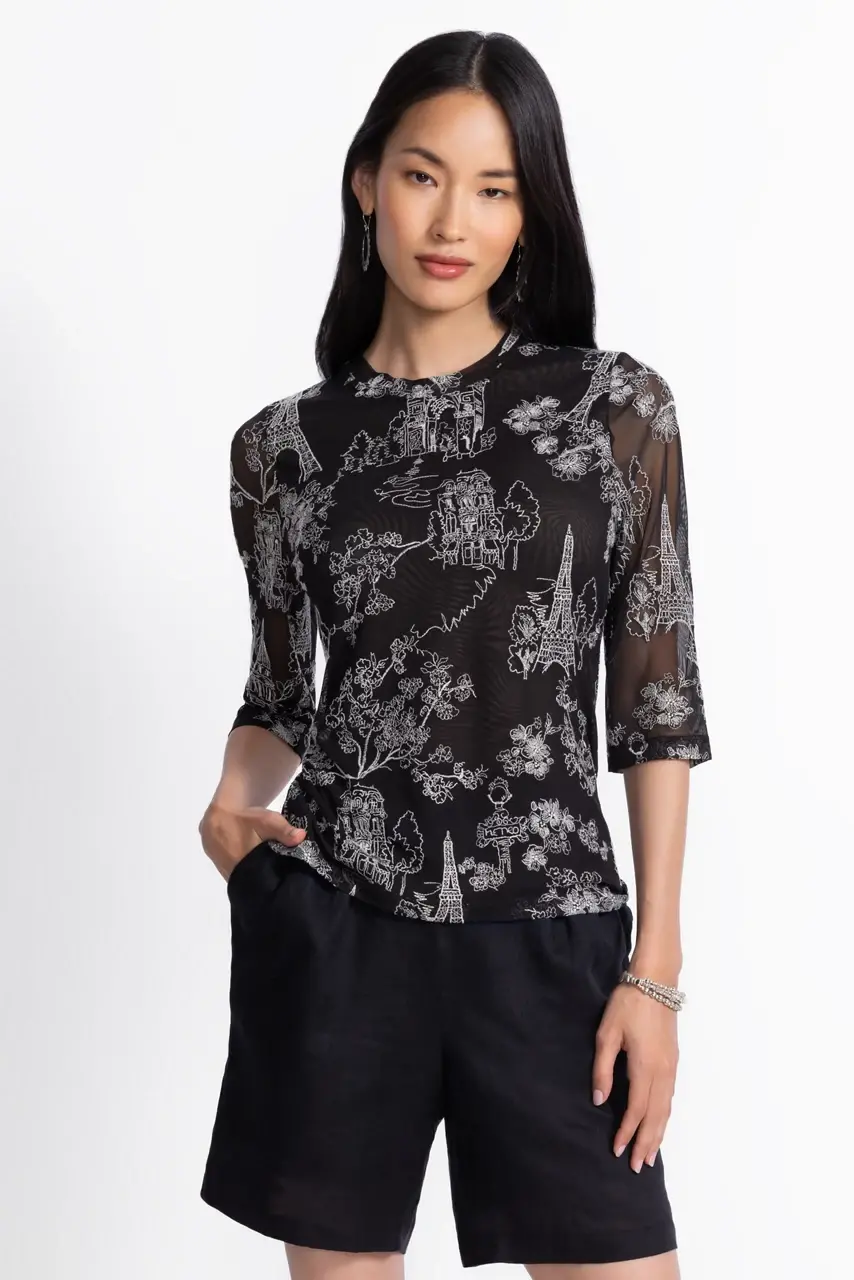 johnny was KAIA MESH TEE Black