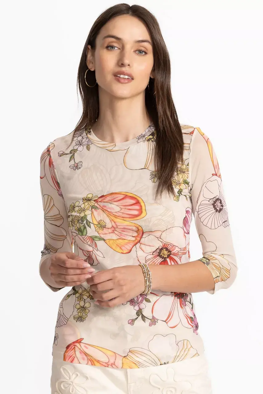 Johnny Was KAIA MESH TEE Rosabelia