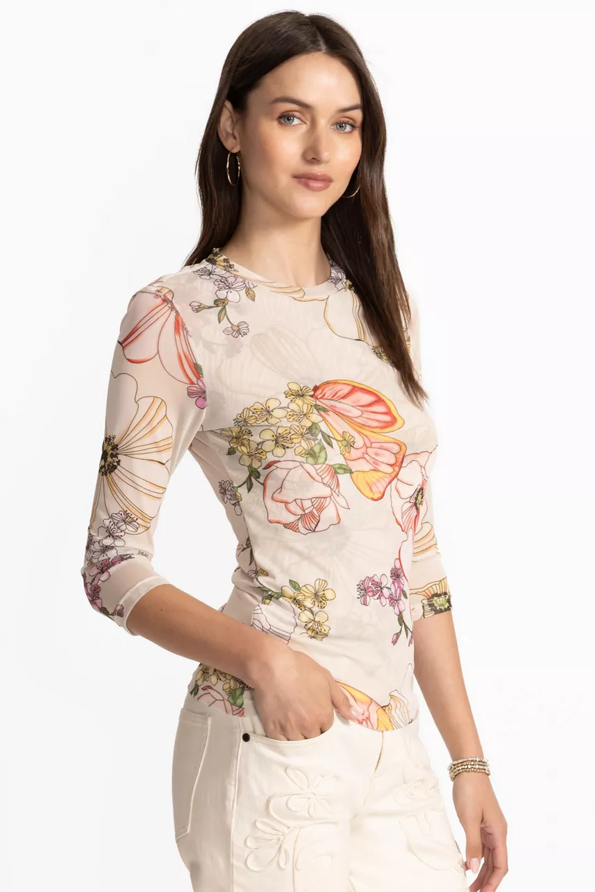 Johnny Was KAIA MESH TEE Rosabelia