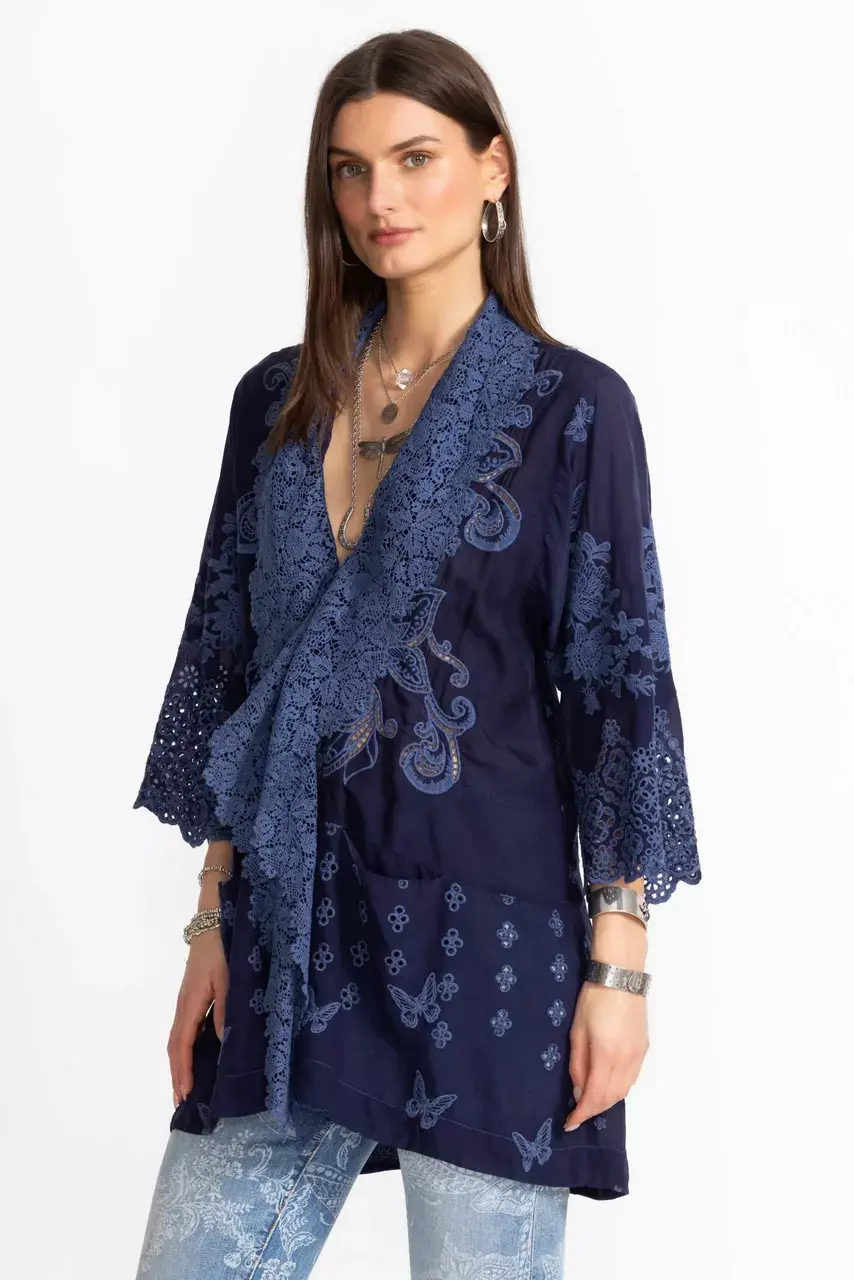 Johnny Was KALLIA KIMONO Blue Night