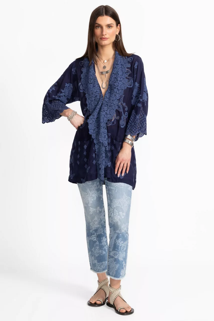 Johnny Was KALLIA KIMONO Blue Night