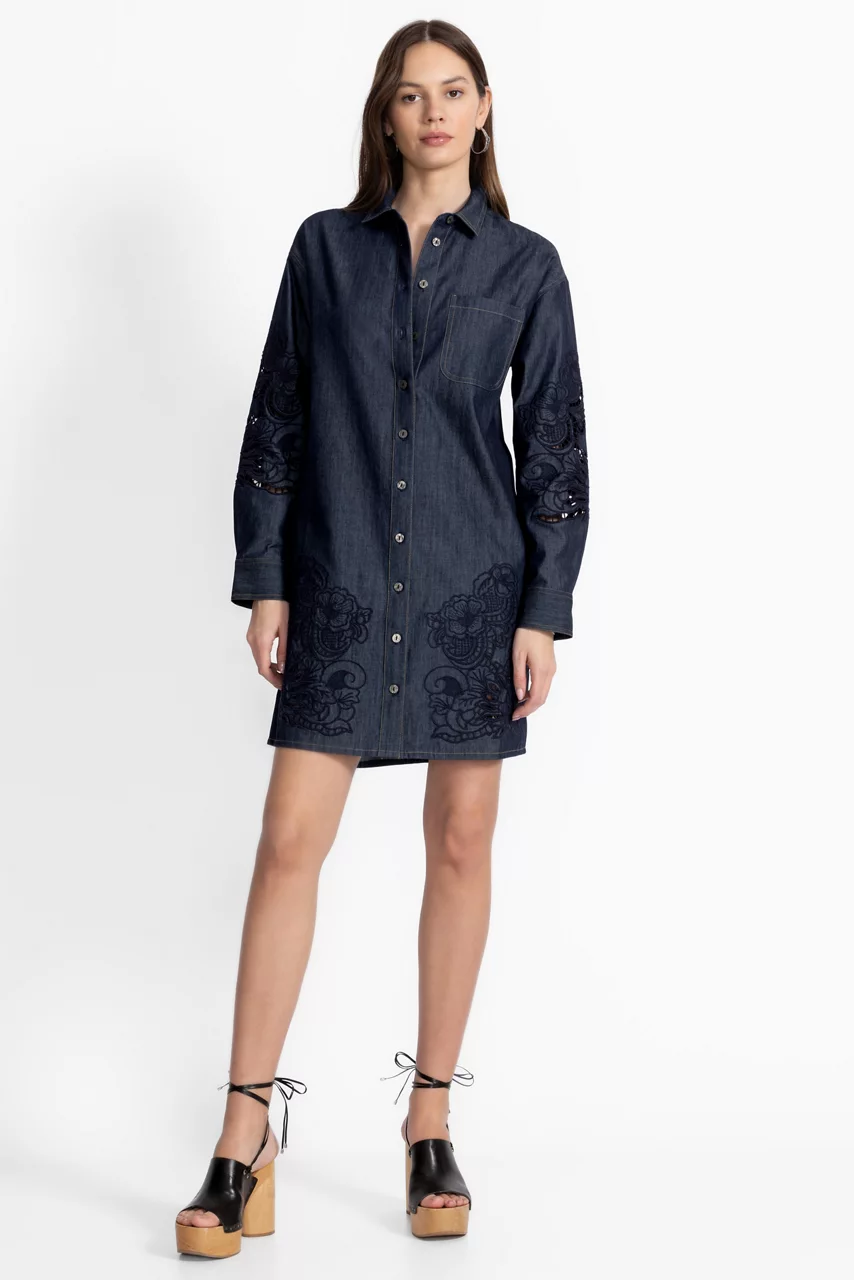 Johnny Was KATELLA MINI DRESS Dark Wash
