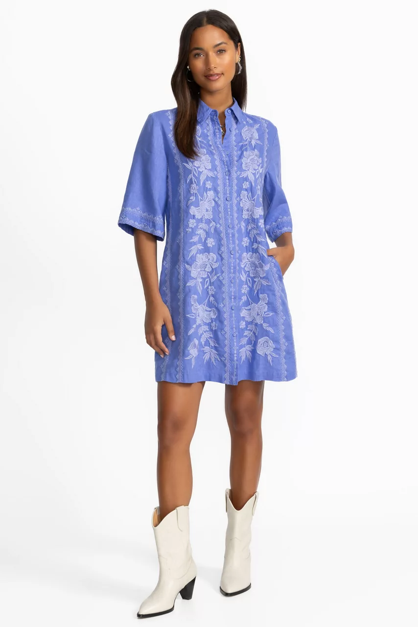 johnny was KIMONO SLEEVE LINEN SHIRT DRESS