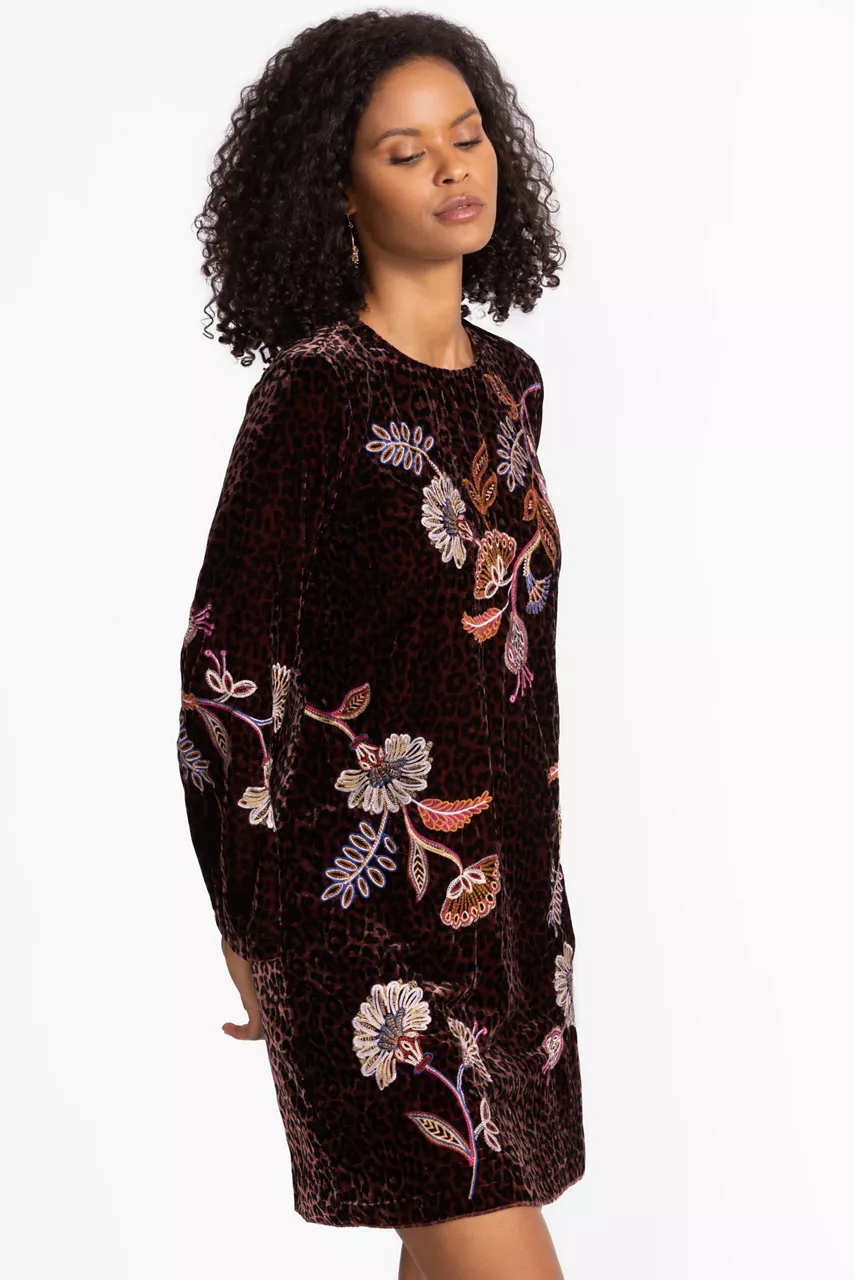 Johnny Was KIMONO SLEEVE SWING DRESS Misty Leopard